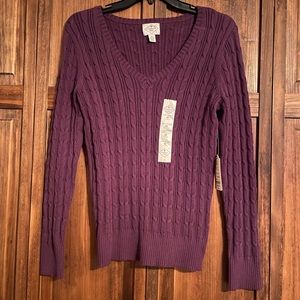 Purple Cable Knit Sweater